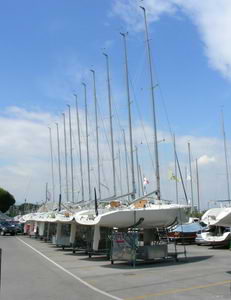 Yachts by the port area. Yachts by the port area.
