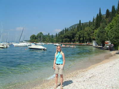 This is a small beach near the port, but further around there is a really large one!