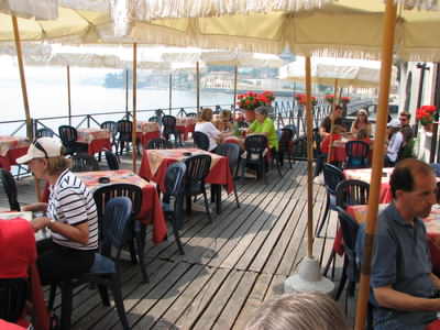 Eating outside with the water gently lapping under you is very relaxing! Eating outside with the water gently lapping under you is very relaxing!
