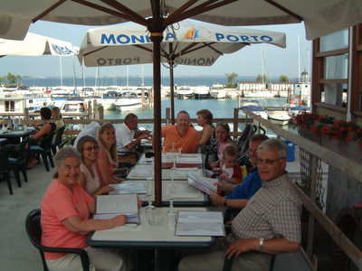 A family meal at Moniga port A family meal at Moniga port