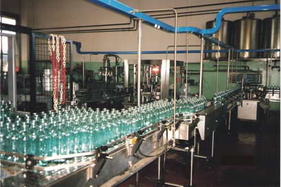 Olive oil bottling line in a local factory