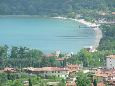 View of the long beach from the town