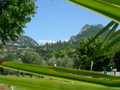 The view back inland from a Toscolano beach. The view back inland from a Toscolano beach.