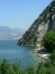 A very small secluded beach area in the middle of nowhere, at the north end of the lake